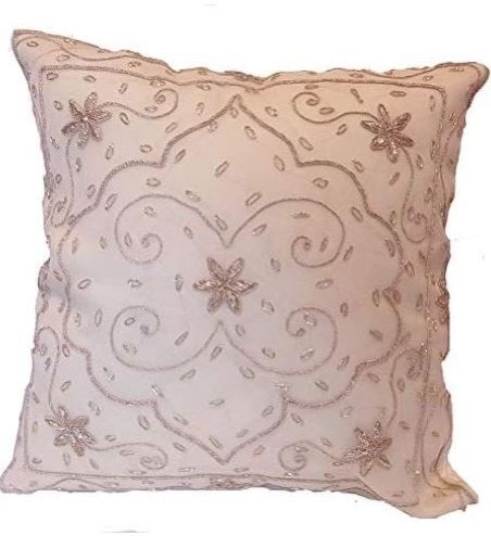 Indian Golden Bullion Wire Hand Embroidery Cushion Covers