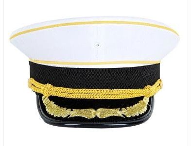 White Embroidered Navy Officer Military Cap