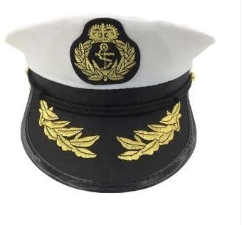 White Navy Gold Silk Brim Military Cap