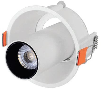Evon Pipe White Body Black Reflector Barrel Cob Downlight 12w