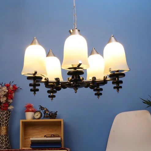 Silver Wood - Metal Glass Chandeliers