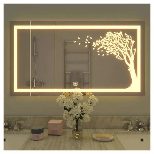 Tree Design Rectangular LED Mirror, Length : 700mm