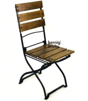 Folding Cafe Chair IN Metal Frame Wooden Slit