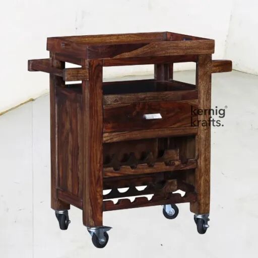 Rosewood Movable Wine Rack Bar Trolley for Cafe, Restaurants at Best ...