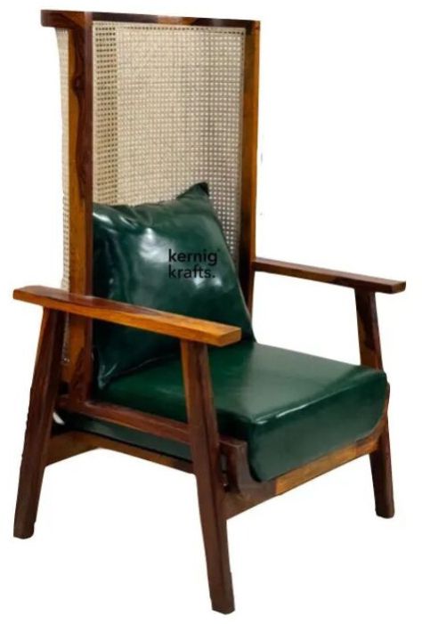 rosewood luxe long cane backrest leatherette lounge chair