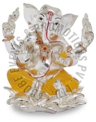 10 Inch Silver Plated Resin Ganesh Statue