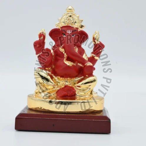 3.5 Inch Gold Plated Resin Ganesh Statue