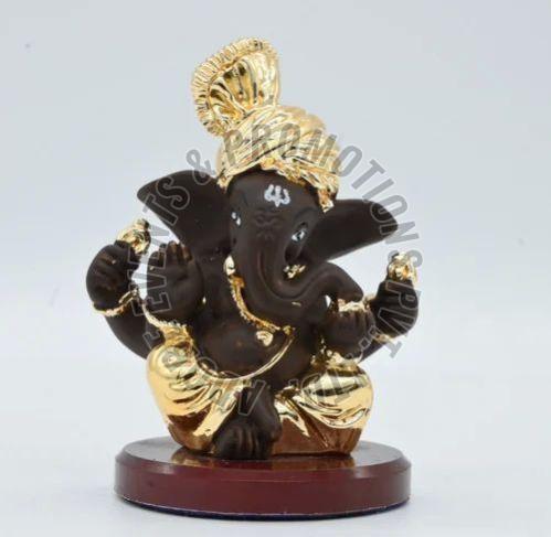 3 Inch Gold Plated Resin Ganesh Statue