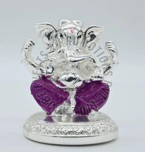 3 Inch Resin Silver Plated Ganesh Statue