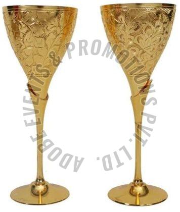 300 Ml Golden Brass Wine Glass Set
