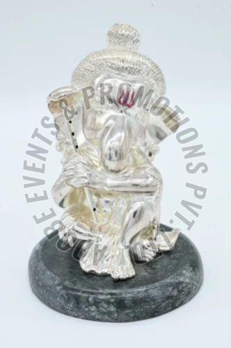 4 Inch Silver Pated Resin Ganesh Statue