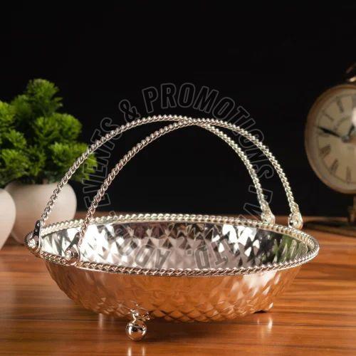 6 Inch Oval Silver Plated Fruit Basket