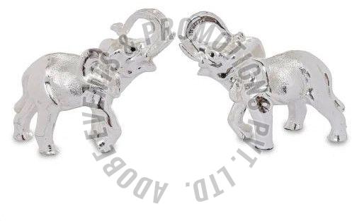 7 Inch Silver Plated Resin Elephant Statue