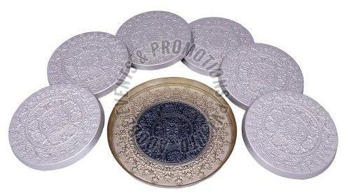 Decorative Silver Wooden Platter Set