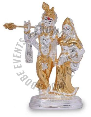 Gold and Silver Plated Radha Krishna Statue