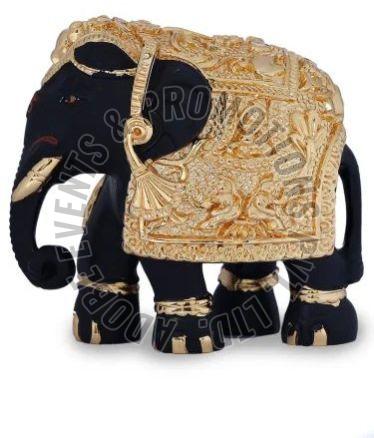 Gold Plated Black Elephant Statue