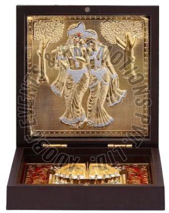 Gold Plated Radha Krishna Charan Paduka