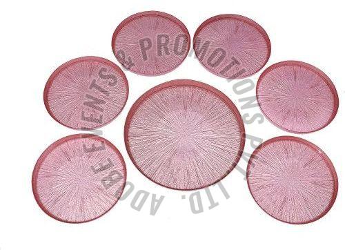 Pink Round Wooden Serving Platter Set