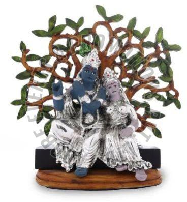 Polyresin Polished Radha Krishna With Tree Statue, Color : Multicolor