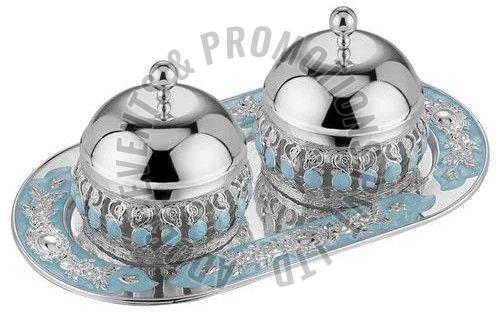 Silver Plated Decorative Bowl Set With Tray