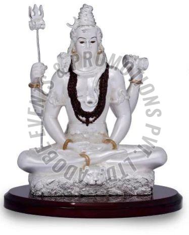 Silver Plated Resin Meditating Shiva Statue