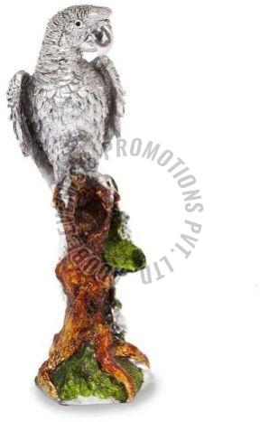 Silver Plated Resin Parrot Statue