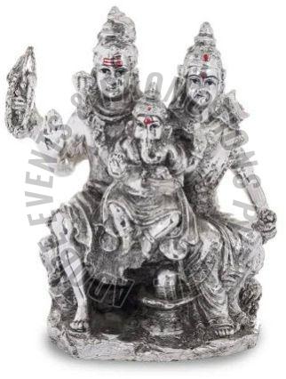 Silver Plated Resin Shiv Parivar Statue