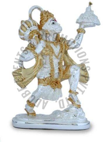 White and Golden Resin Hanuman Ji Statue