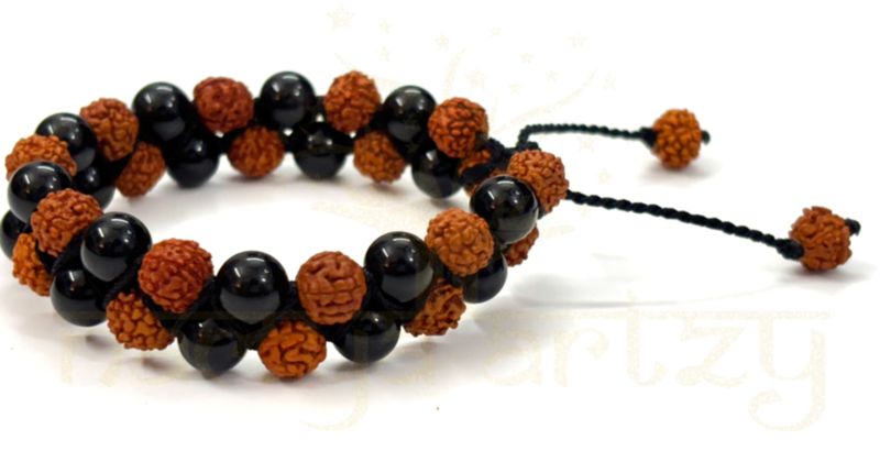 Handmade Natural 8mm Mix Faces Rudraksha Beads Bracelet