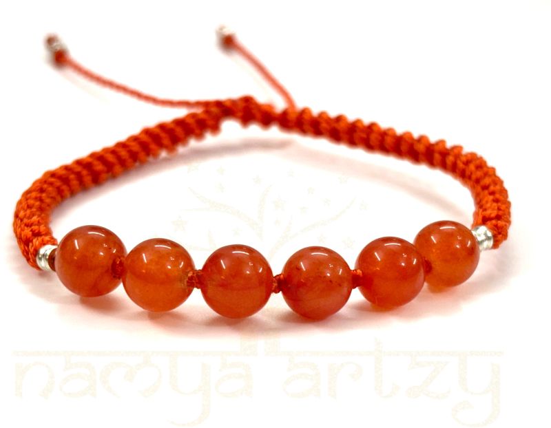 Handmade, Natural & Beautiful 8mm Carnelian Gemstone Hand-Knotted Macrame Healing Bracelet