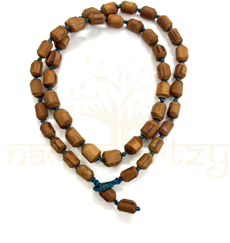 Hand-Knotted 54 Light Rustic Tulsi Wood Neck-Bead Mala-Necklace