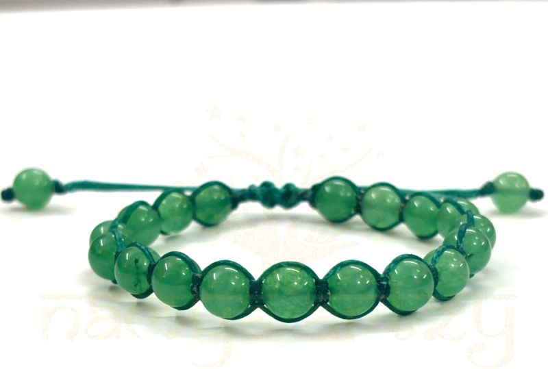 Two-Sided Hand-Knotted, Natural 8mm Green Jade Gemstones Fashion Healing Macrame Bracelet