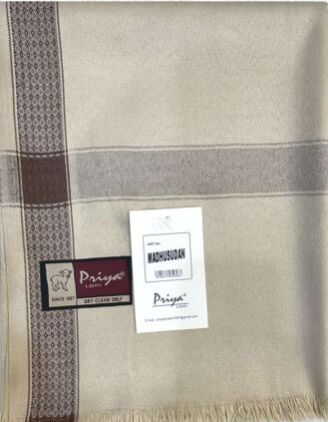 Men Cream Plain Polyester Lohi with Tassels