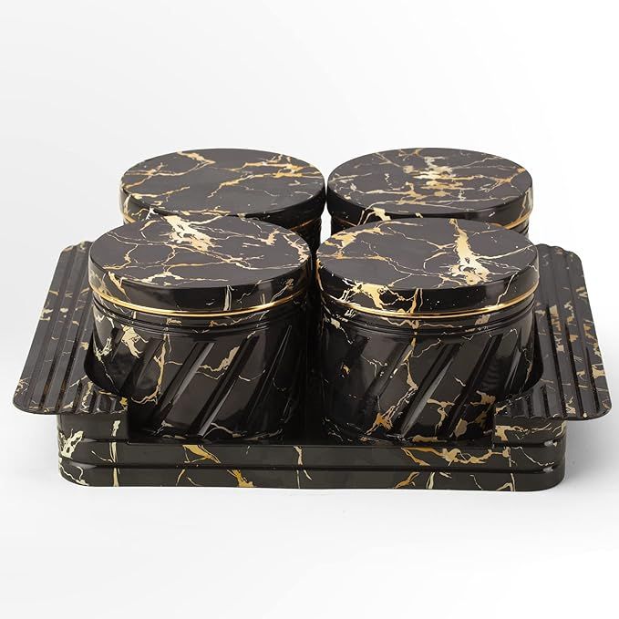 Black Air Tight Dry Fruit Container Tray Set