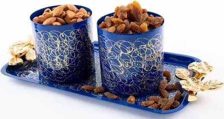 Blue Air Tight Dry Fruit Container Tray Set