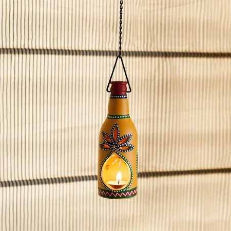 Bottle Shaped Terracotta Tea Light Candle Holder