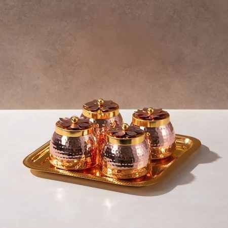 Copper Coating Dryfruit Container with Tray