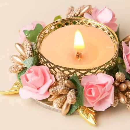 Decorative Flower Tea Light Candle Holder Set