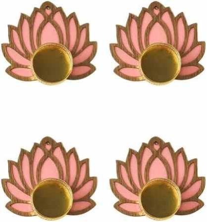 Metal Flower Shape T Light Candle Holder Set