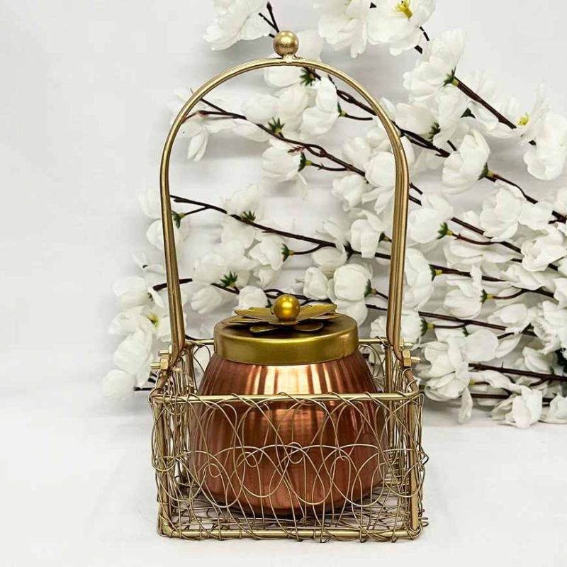 Metal Gift Basket With Container Set