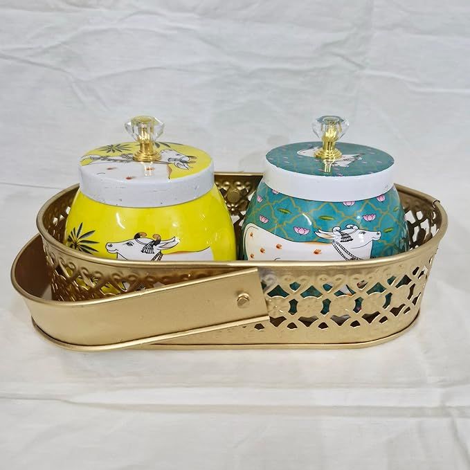 Metal Oval Dry Fruit Tray Container Set