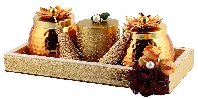 Premium Metal Dry Fruit Tray Jar Set