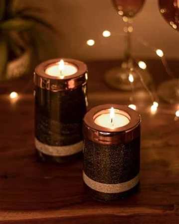 Metal Round Tea Light Candle Holder Set, Color : Black, Brown