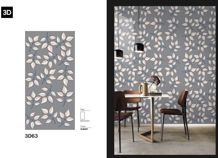 3D Grey Glossy Vitrified Tiles