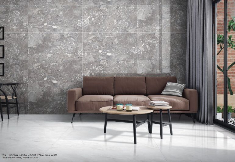 Foram Onyx White Glossy Vitrified Tiles