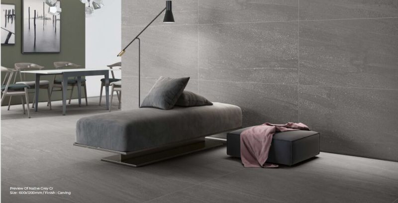 Native Grey CR Carving Vitrified Tiles