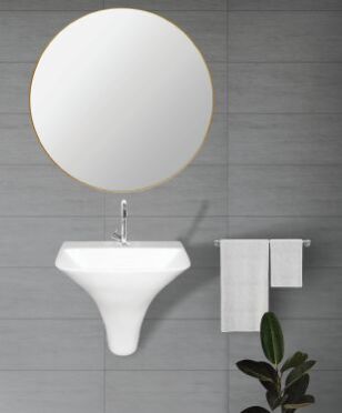Ceramic Single Half Wall Mounted Wash Basin, Color : White for Bathroom