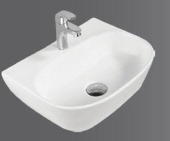 Glossy White Ceramic Wall Hung Wash Basin for Bathroom