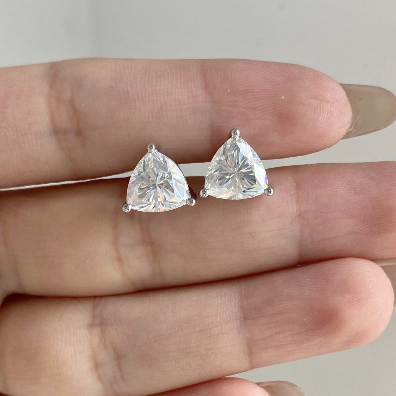 Trillion Cut Diamond Stud Earrings 14K Gold Labgrown Diamond