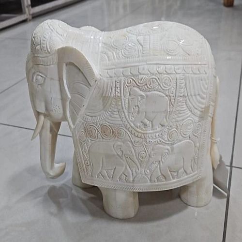 Carved Bone Elephant Statue